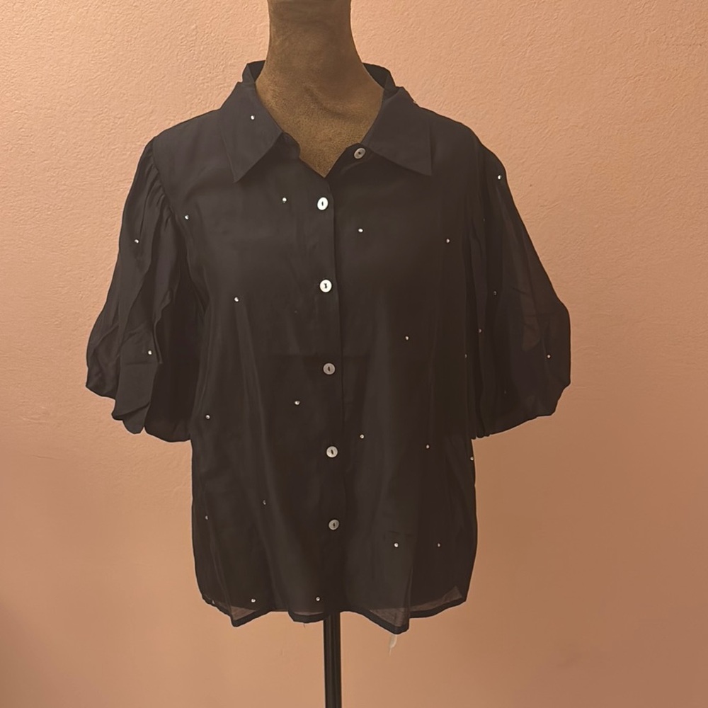 Bailey 44 Black Boxy Puff Sleeve Top